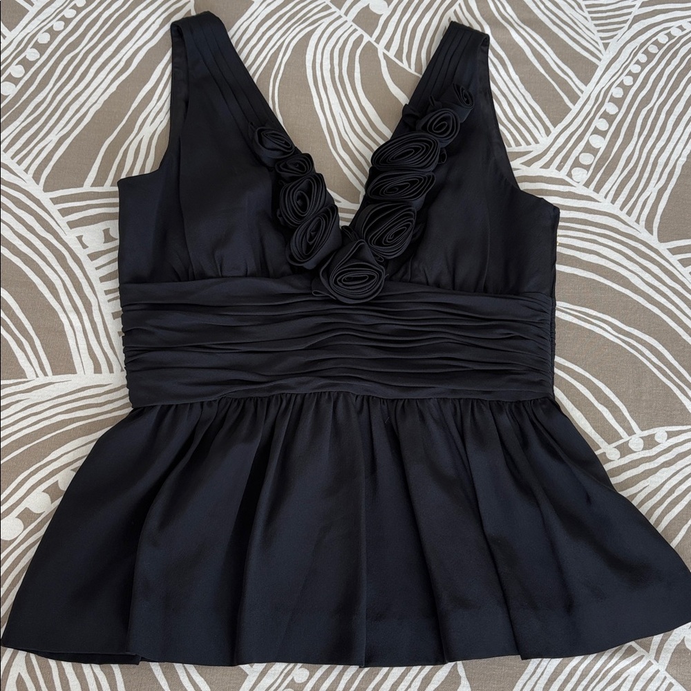 KATE SPADE black silk dressy top with side zipper - Picture 3 of 11